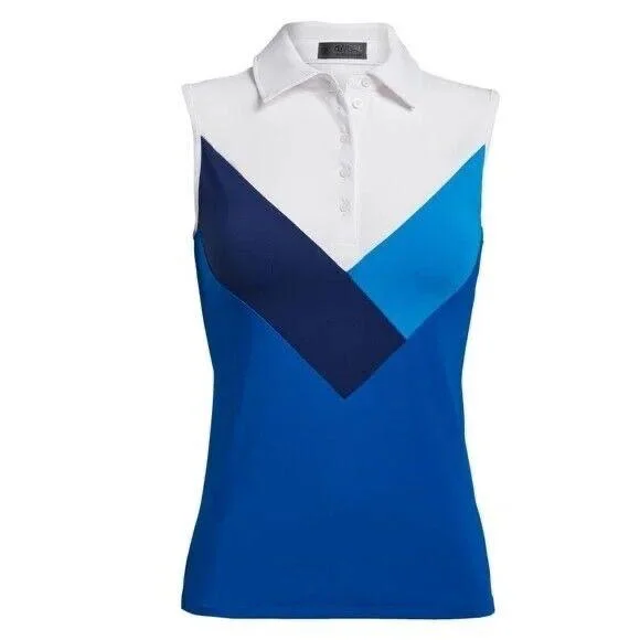 G/FORE Women's Multi V Tech Jersey Sleeveless Polo Size L MSP$110 Cotton Jersey Tee