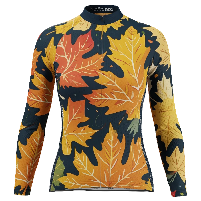 Women's Leaves in the Fall Long Sleeve Cycling Jersey Luxury Jersey Tee