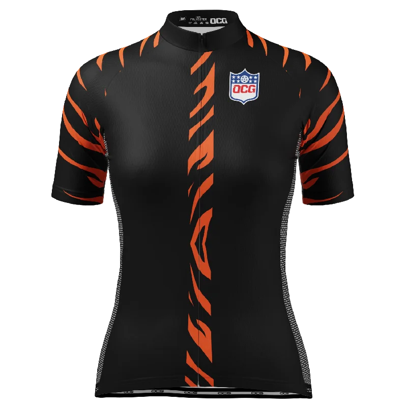 Women's Cincinnati Football Short Sleeve Cycling Jersey High Neck Jersey Shirt
