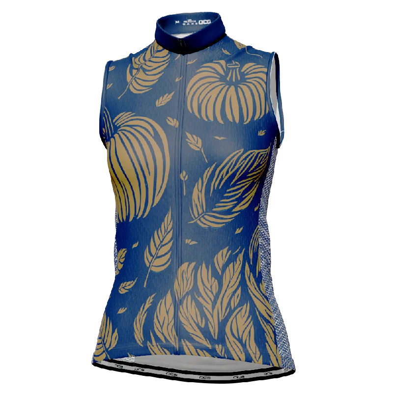 Women's Fall Pumpkins Sleeveless Tech Cycling Jersey Custom Jersey Tee