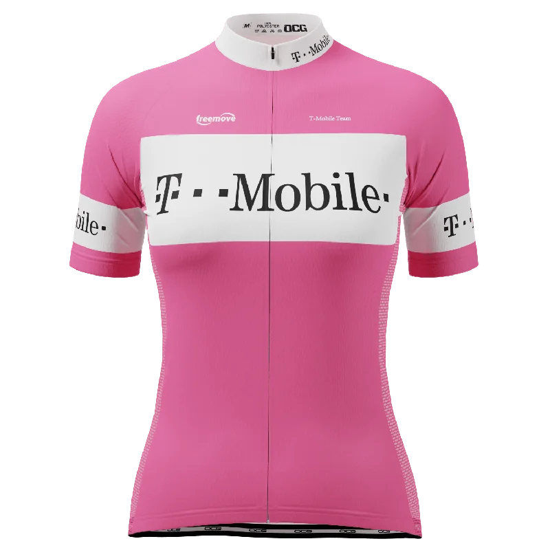Women's Retro T-Mobile Short Sleeve Cycling Jersey Sophisticated Jersey Tee