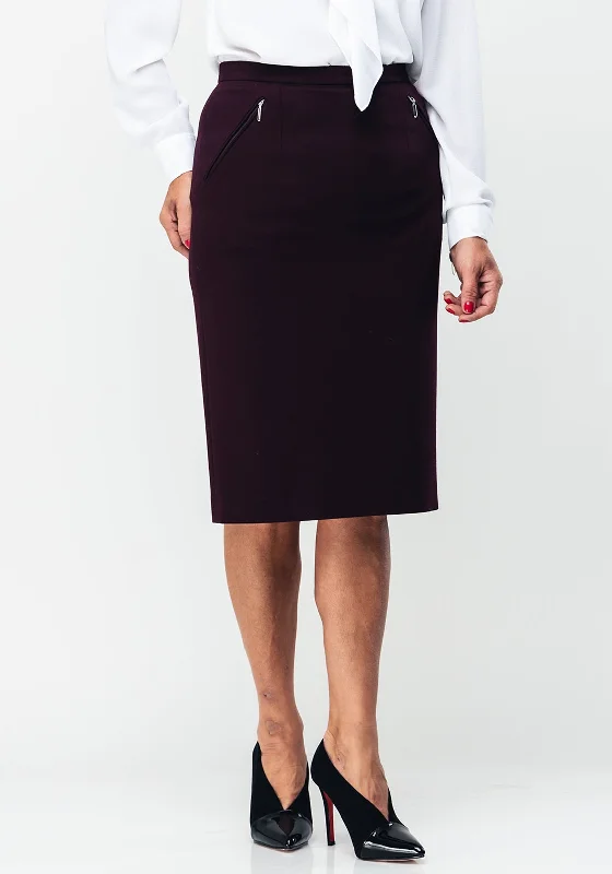Christina Felix Zip Trim Jersey Skirt, Wine Festive Jersey Tee