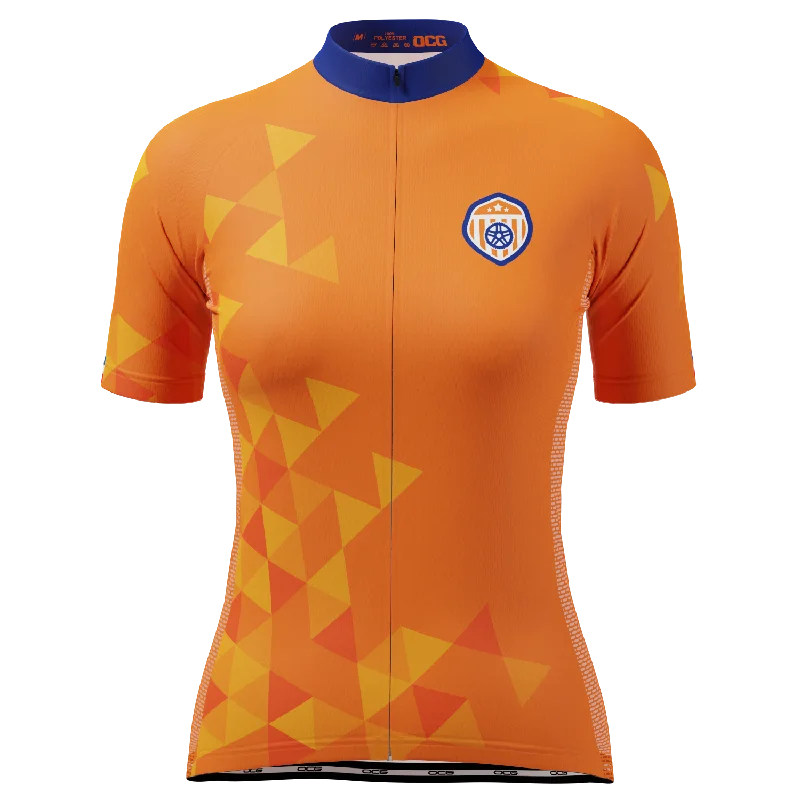Women's Netherlands Soccer Short Sleeve Cycling Jersey Handmade Jersey Tee