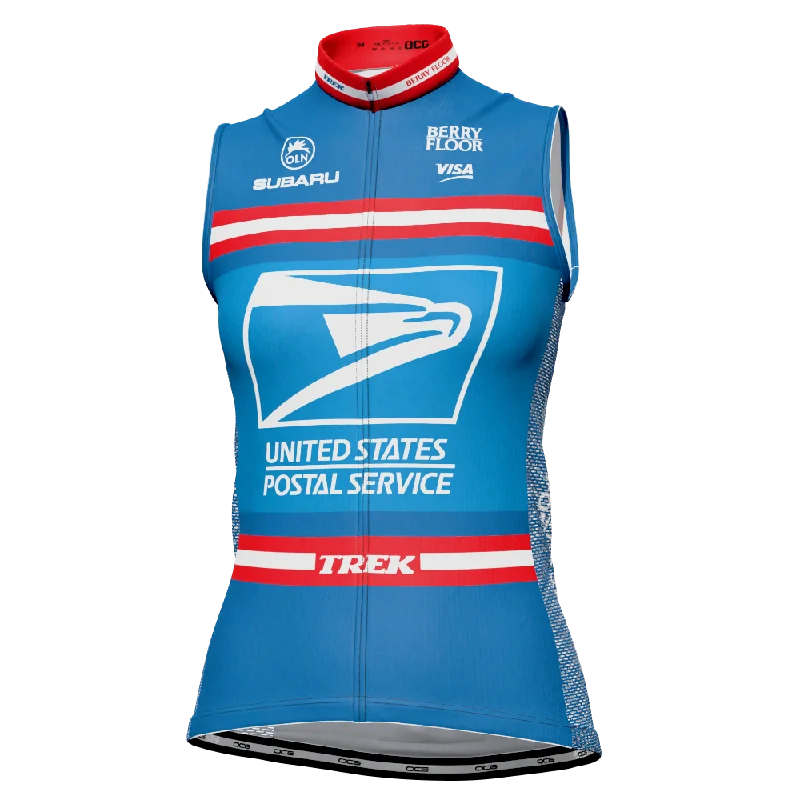 Women's Retro US Postal Sleeveless Tech Cycling Jersey Cream Jersey Tee