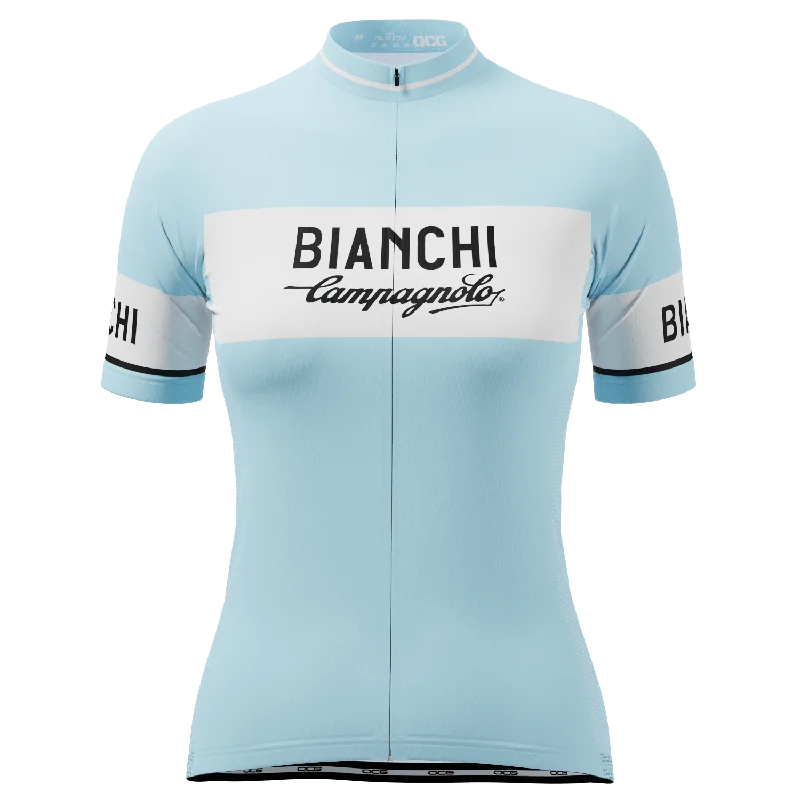 Women's Retro Bianchi Short Sleeve Cycling Jersey Vintage Jersey Tee