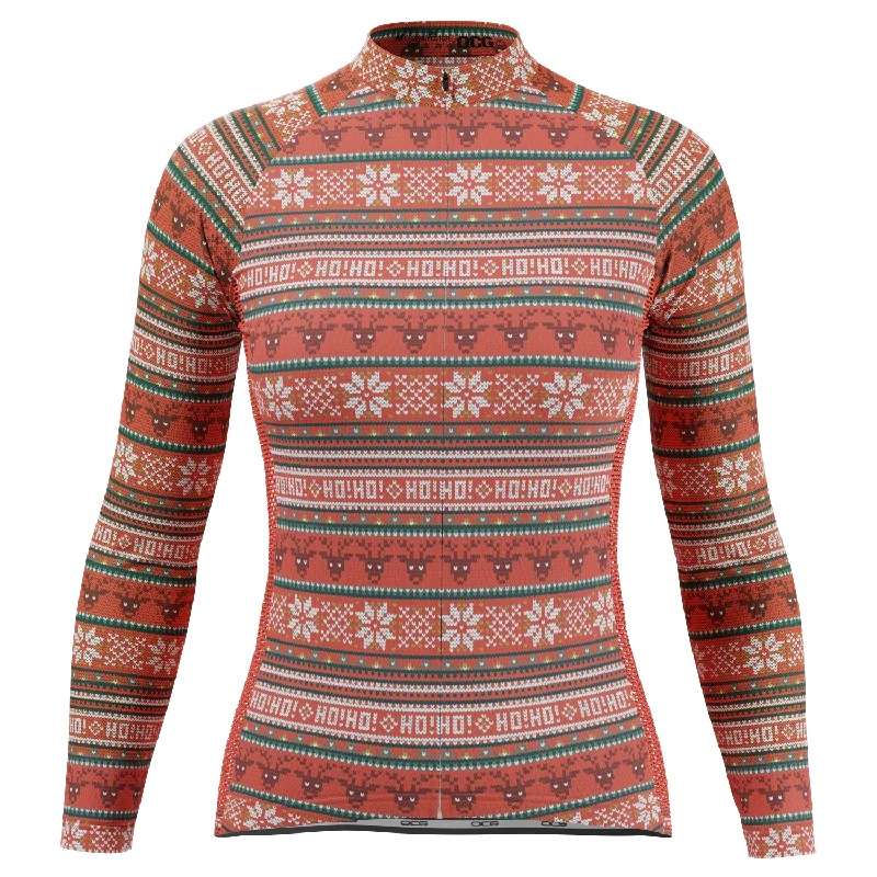 Women's Navidad Long Sleeve Cycling Jersey Turquoise Jersey Tee