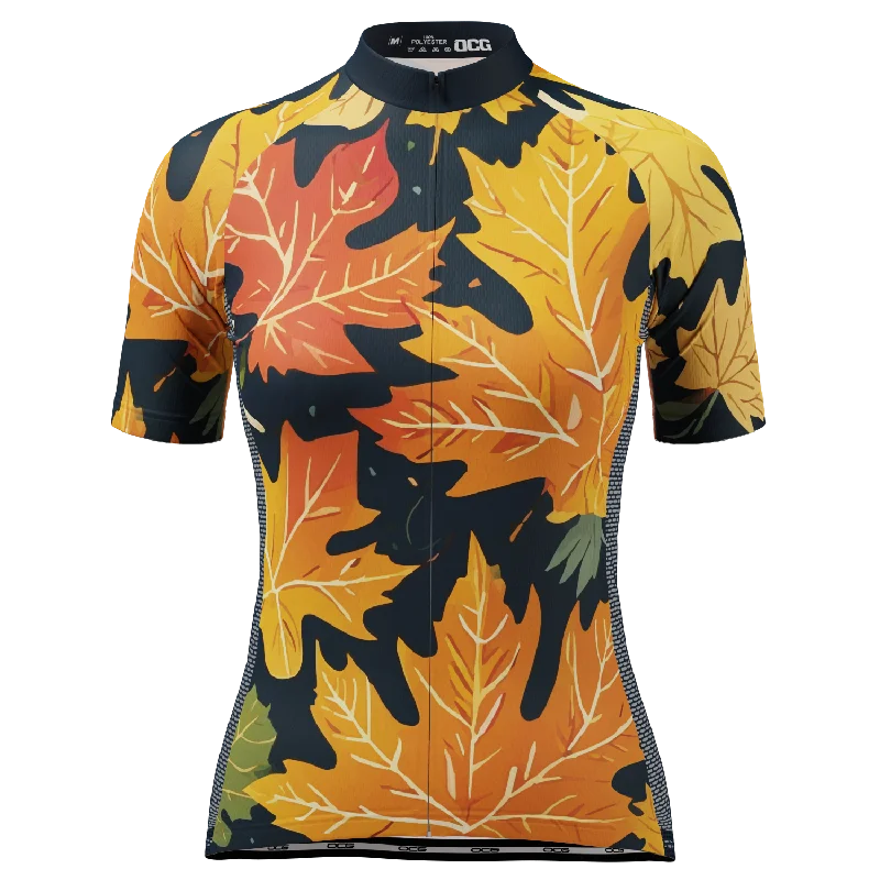 Women's Leaves in the Fall Short Sleeve Cycling Jersey High-End Jersey Tee