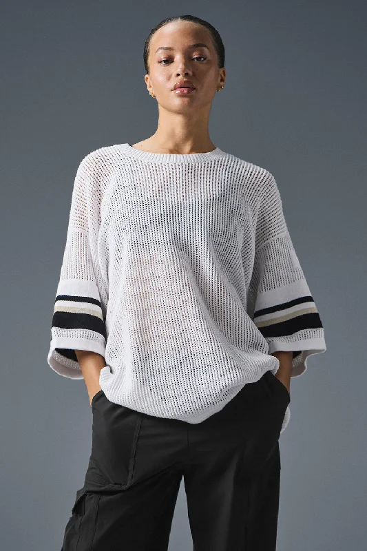 Open Knit Playoff Jersey - White/Bone Luxury Jersey Tee