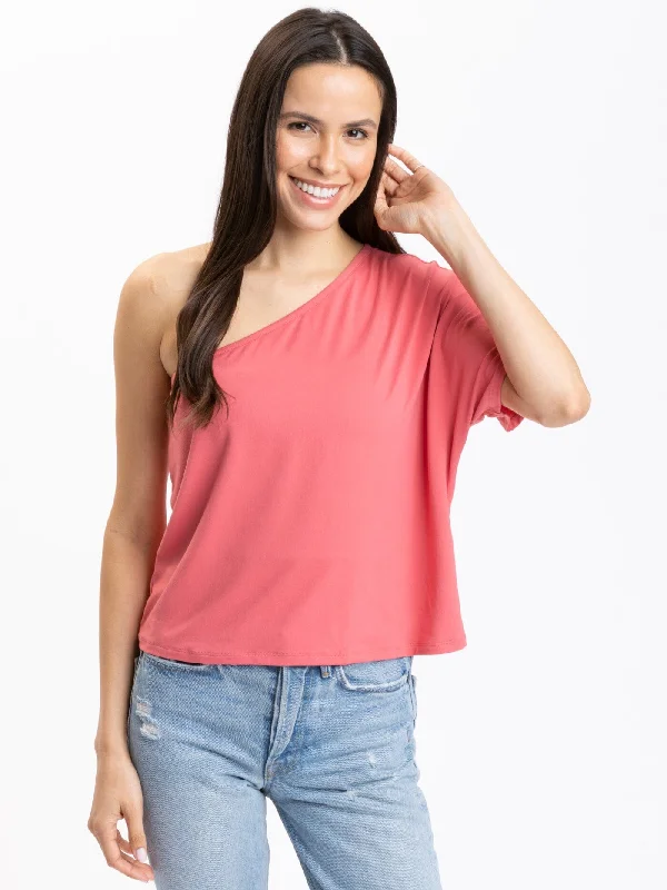 Shivani Luxe Jersey One-Shoulder Top Business Jersey Tee
