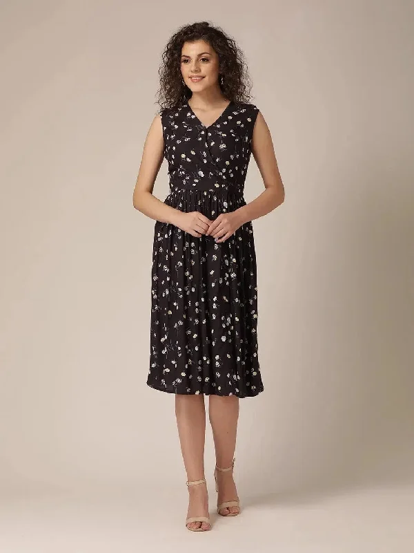 Assymetric Button Dress in Navy Tunics Practical easy-care