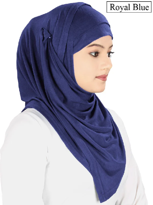 Two Piece Instant Royal Blue Viscose Jersey Hijab Daily Wear Jersey Tee