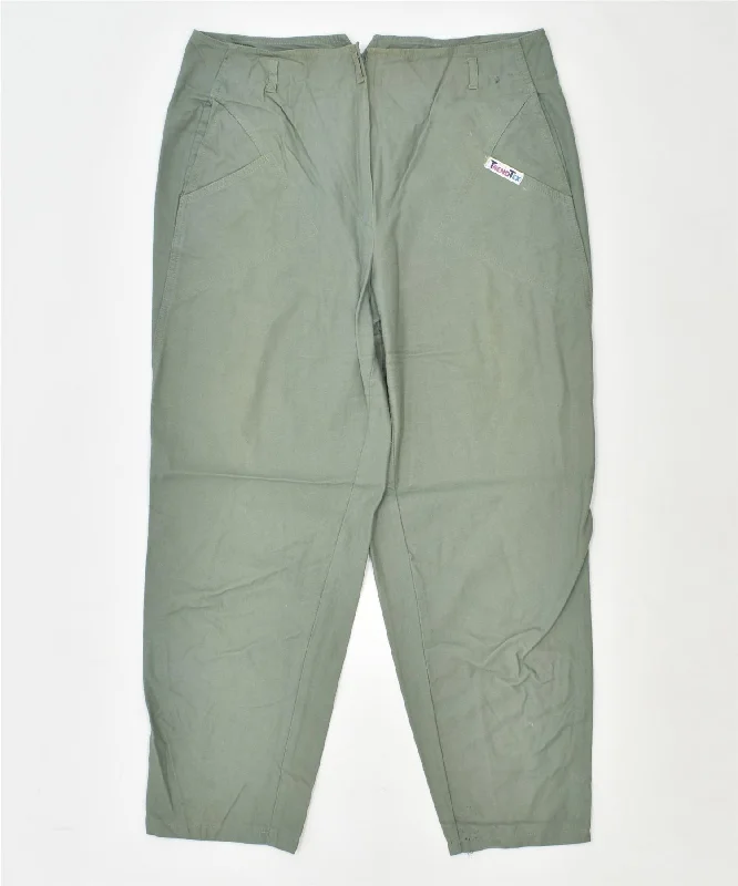 TREND TEX Womens High Waist Chino Trousers W32 L27 Khaki Cotton Vintage Trousers Low Rise Relaxed