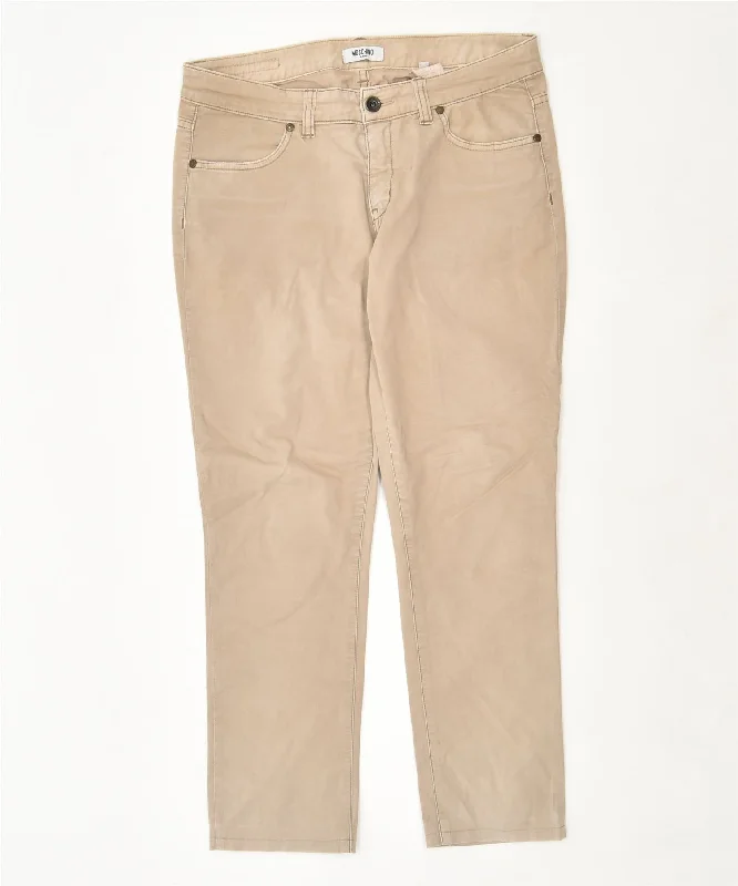 MOSCHINO Womens Straight Casual Trousers W29 L25 Beige Trousers Tapered Slim Fit