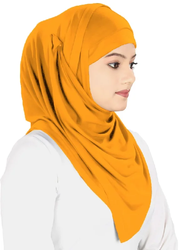 Two Piece Instant Yellow Orange Viscose Jersey Hijab Casual Weekend Jersey Tee