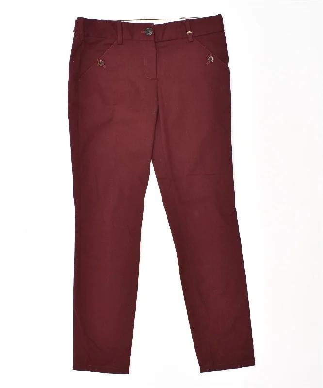 MASSIMO DUTTI Womens Slim Chino Trousers US 4 Small W30 L27 Burgundy Trousers Prom Sequined