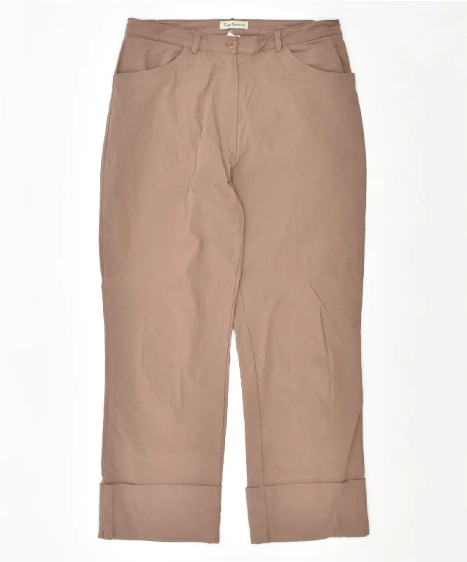TOP SECRET Womens Capro Casual Trousers EU 40 Medium W30 L25 Brown Cotton Trousers sophisticated sleek