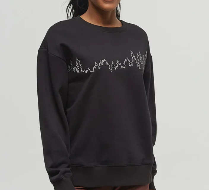 Juniper Outline Crewneck Sweatshirt Hoodie with Front Slit Layering Stylish