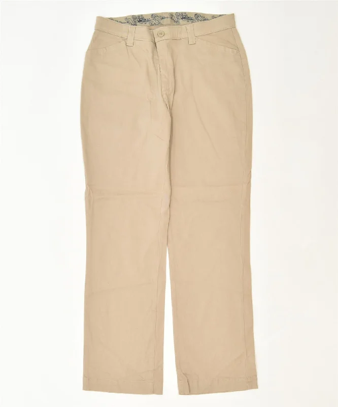 LEE Womens Straight Casual Trousers US 12 XL W34 L33 Beige Cotton Classic Trousers Print Floral