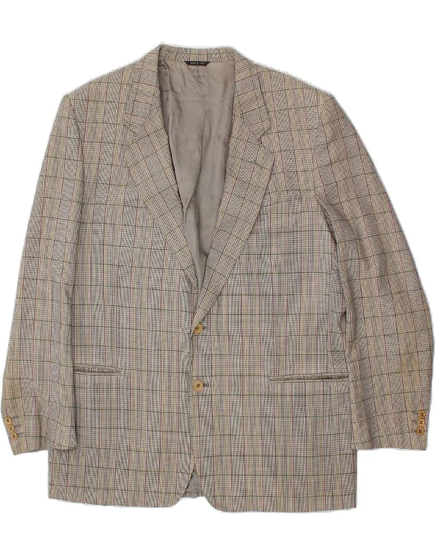 MISSONI Womens 2 Button Blazer Jacket IT 54 3XL Grey Check Wool Front Pockets Side Pockets Patch Pockets MISSONI Womens 2 Button Blazer Jacket IT 54 3XL Grey Check Wool Front Pockets Side Pockets Patch Pockets