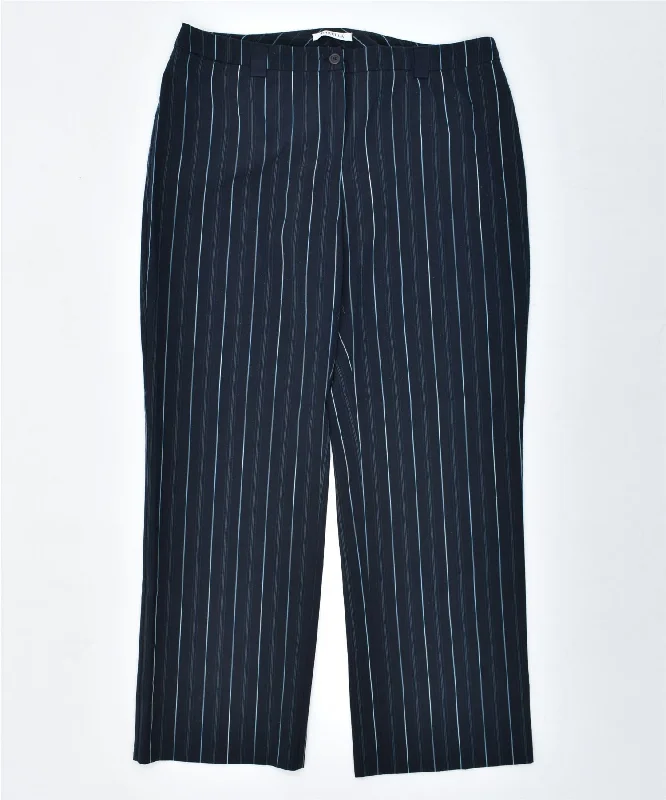 MARELLA Womens Straight Suit Trousers W34 L30 Navy Blue Pinstripe Trousers Tapered Slim Fit
