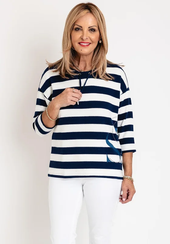 Olsen Cora Waffle Knit Jersey Top, Night Blue Winter Jersey Top