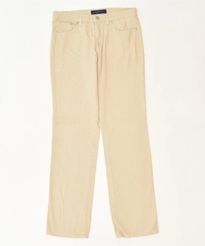 TRUSSARDI Womens Straight Casual Trousers W30 L32 Beige Cotton Classic Trousers New Arrival