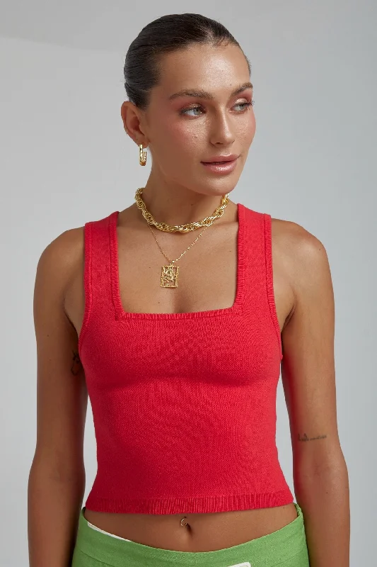 SUMMI SUMMI Womens Knit Tank Top - Cherry lightweight tank top