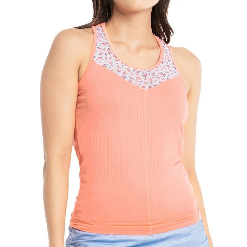 Lucky In Love Women's Liberty Blossom Tie Back Tennis Tank Top loose fit tank