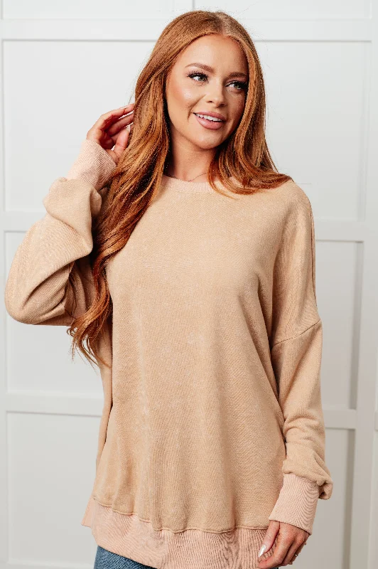 Hazel Blues® |  No Plain Jane Oversized Sweatshirt in Khaki Hoodie with High-Low Hem Asymmetrical Trendy