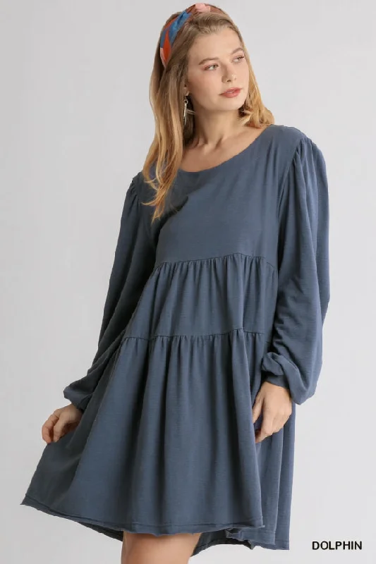 Babydoll Tiered Dress - dolphin Tunics Ceremony elegant