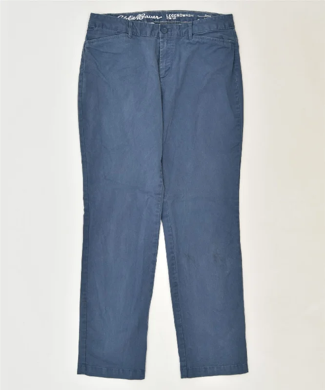 EDDIE BAUER Womens Straight Casual Trousers US 10 Large W34 L31 Blue Trousers chic elegant
