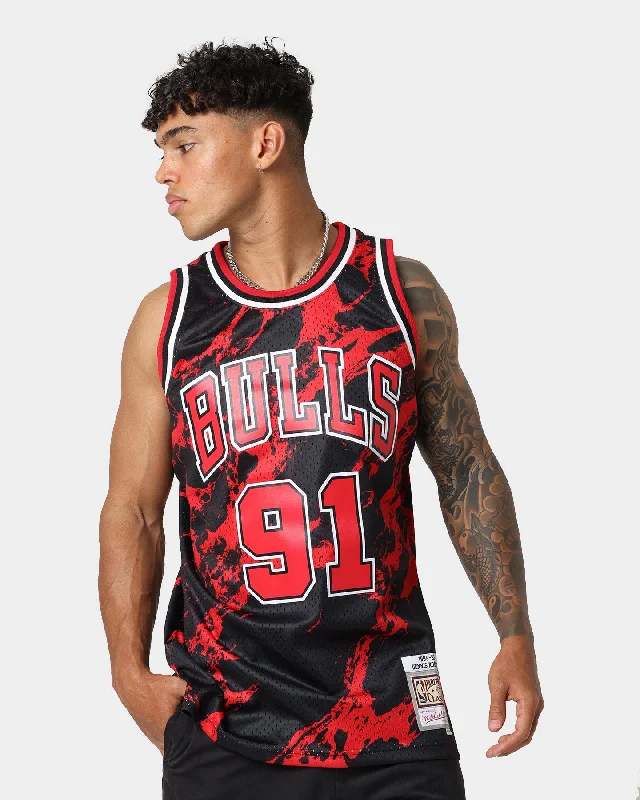 Mitchell & Ness Chicago Bulls Dennis Rodman #91 '95-'96 Marble Swingman Jersey Red Ribbed Jersey Tee