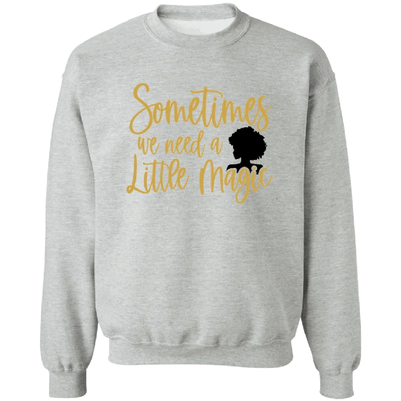 A Little Magic Ladies Crewneck Pullover Sweatshirt Hoodie with Metallic Shiny Futuristic