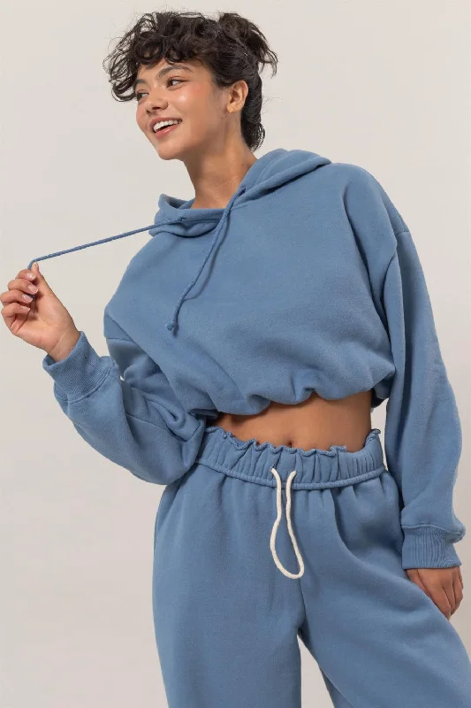 Hazel Blues® |  HYFVE Bubble Hem Cropped Hoodie Hoodie with Oversized Fit Loose Comfortable