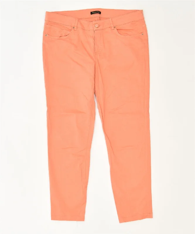 MASSIMO DUTTI Womens Skinny Casual Trousers US 10 Large W34 L26 Orange Trousers Bridal Satin