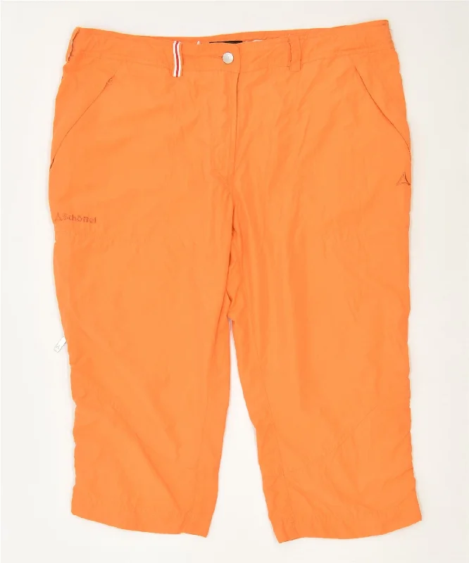 SCHOFFEL Womens Cargo Capri Trousers UK 22 3XL W40 L20 Orange Classic Trousers chic elegant