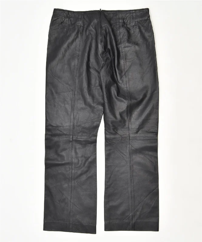 VINTAGE Womens Faux Leater Straight Casual Trousers W35 L31 Black Trousers Wedding White