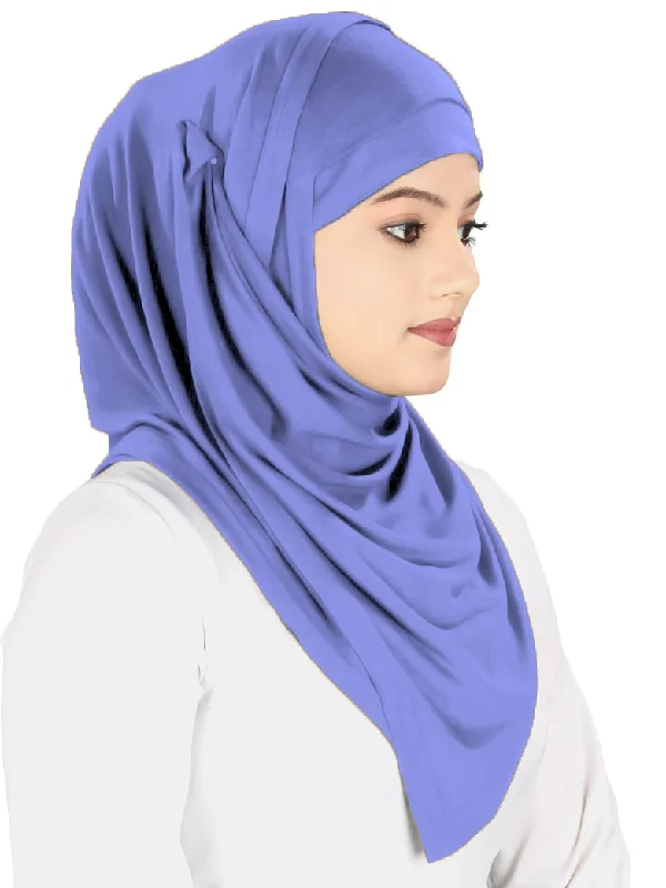 Two Piece Instant Light Indigo Viscose Jersey Hijab Pure White Jersey Tee