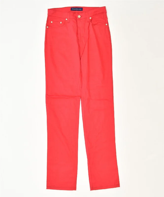 TRUSSARDI Womens Slim Casual Trousers W28 L32 Red Cotton Classic Trousers Prom Sequined