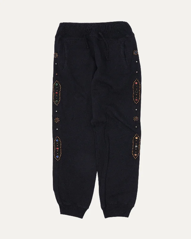 Tapered Embellished Cotton-Jersey Sweatpants Short Sleeve Jersey Top