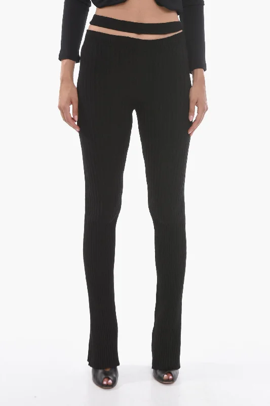 ANDREADAMO Ribbed Knit Trousers with Skinny-fit L Standard size Trousers Plaid Checkered