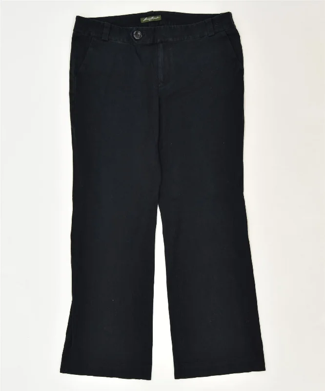EDDIE BAUER Womens Bootcut Chino Trousers US 14 2XL W38 L30 Black Trousers Spring Floral