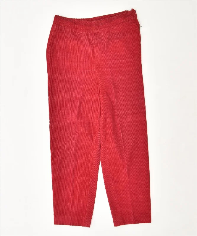 UNIFORM Womens Straight Corduroy Trousers IT 42 Medium W28 L23 Red Cotton Trousers Bootcut Casual
