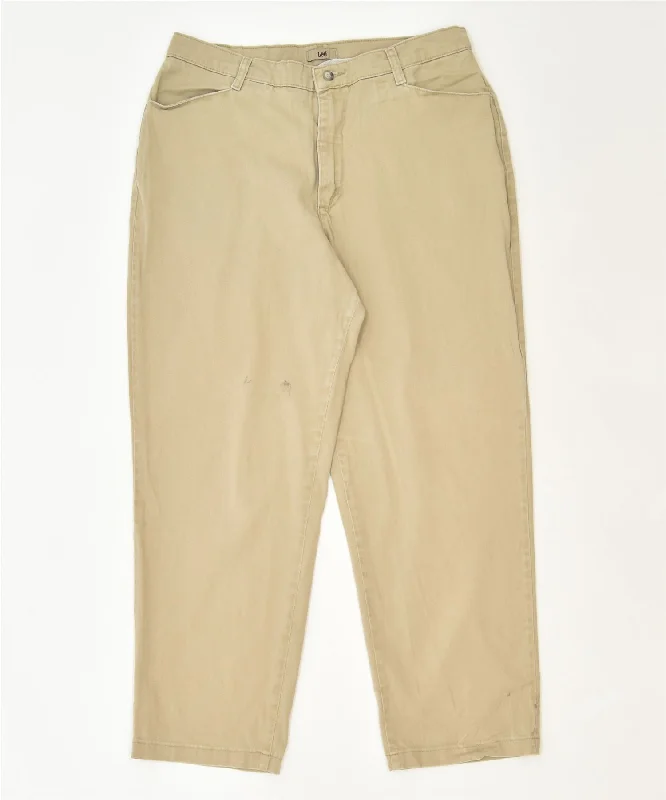 LEE Womens Slim Casual Trousers US 16 2XL W34 L28 Beige Cotton Classic Trousers Review Highly