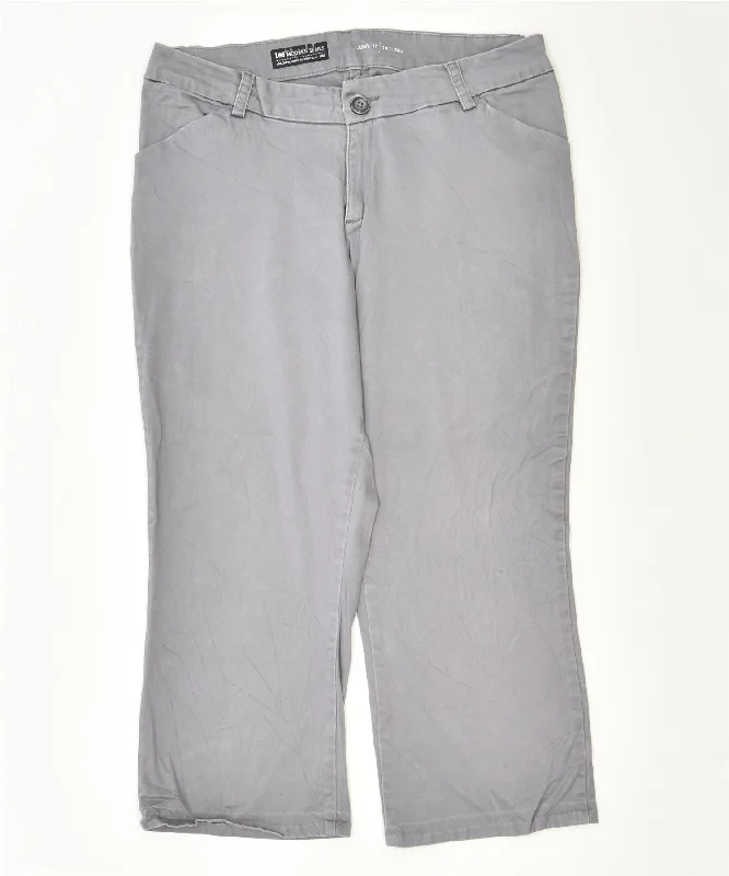 LEE Womens Curvy Capri Trousers W36 L25 Grey Cotton Classic Trousers fashionable chic