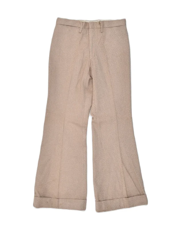 VINTAGE Womens Flare Casual Trousers W28 L29 Beige Trousers Leisure Comfortable
