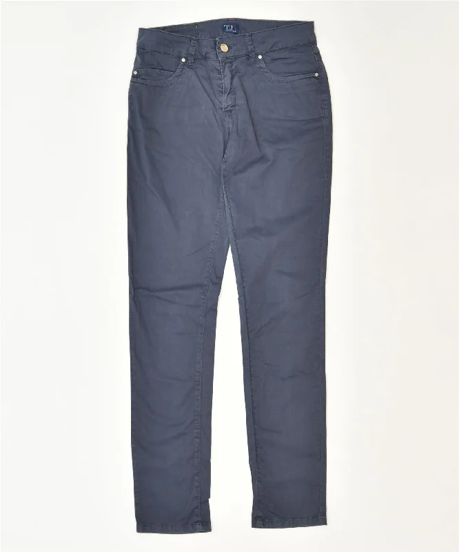 TRUSSARDI Womens Slim Casual Trousers W25 L30 Blue Cotton Trousers Recommended Stylist
