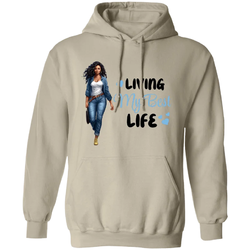 Living My Best Life  Hoodie Hoodie with Button Placket Classic Preppy