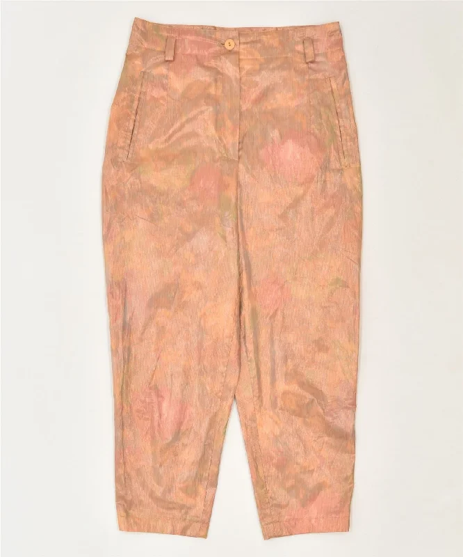 ROGER LAVALLE Womens Slim Suit Trousers EU 36 Small W27 L22 Orange Viscose Trousers New Arrival
