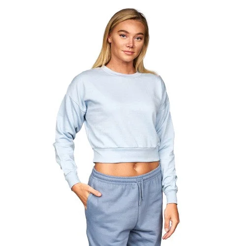 Juice Womens/Ladies Catalina Crew Neck Crop Sweatshirt Hoodie with Elastic Waist Stretchable Comfortable